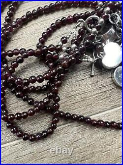 Palenque Garnet Beads & Sterling Silver 925 Necklace & Bracelet