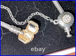 Pandora 14K Yellow Gold Sterling Silver Two Tone Charm Bracelet