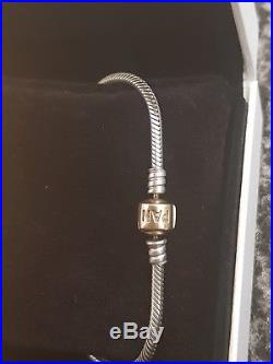 Pandora 14ct gold and silver charm bracelet