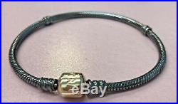Pandora 14k Gold Clasp Oxidized Silver Charm Bracelet New 590702-og 7.5 19