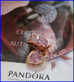Pandora 14k Rose Gold & Silver Snake Chain Bracelet+9 Charms. Ale Met/ale R