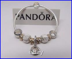 Pandora 2 Tone Gold & Silver Custom Signature Charm Bracelet with GIFT SET SIZES