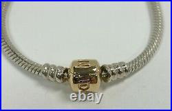 Pandora 7.9 Sterling Silver Charm Bracelet with 14K Yellow Gold Iconic Clasp