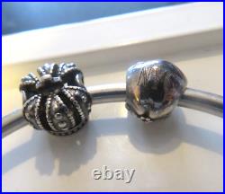 Pandora 925 ALE Silver bangle & 11 charms Disney, New York Apple, Crown, Angel