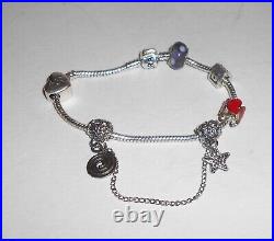 Pandora 925 Sterling Silver Charm Bracelet With Charms