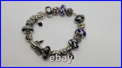 Pandora 925 Sterling Silver Charm Bracelet with 19 Charms, 7 3/4