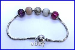 Pandora ALE 925 Silver Essence Bracelet 5 Charms Love Hope Passion Faith Wisdom