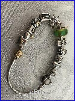 Pandora Bracelet 14ct Carart Clasp With 14 Charms Sterling Silver 925 595 21cm