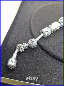 Pandora Bracelet 18 Charms 2 Tone Diamond Set Charm