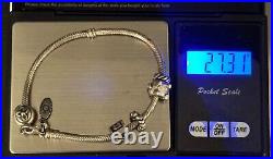 Pandora Bracelet 925 Sterling Silver 3 Charms Dog/Cupcake/Letter R #5