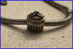 Pandora Bracelet 925 Sterling Silver 3 Charms Dog/Cupcake/Letter R #5