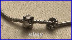 Pandora Bracelet 925 Sterling Silver 3 Charms Dog/Cupcake/Letter R #5