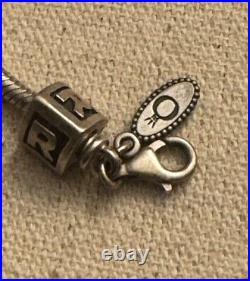 Pandora Bracelet 925 Sterling Silver 3 Charms Dog/Cupcake/Letter R #5