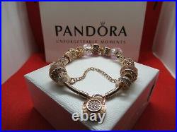 Pandora Bracelet Rose Gold Padlock 925 Silver Plated Charms All Sizes