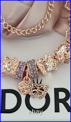 Pandora Bracelet Rose Gold with Knot Clasp & Rose Gold Charms 19 cm &Pandora Box Pandora Bracelet Rose Gold with Knot Clasp & Rose Gold Charms 19 cm &Pandora Box