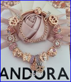 Pandora Bracelet Rose Gold with Knot Clasp & Rose Gold Charms 19 cm &Pandora Box Pandora Bracelet Rose Gold with Knot Clasp & Rose Gold Charms 19 cm &Pandora Box