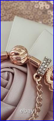 Pandora Bracelet Rose Gold with Knot Clasp & Rose Gold Charms 19 cm &Pandora Box Pandora Bracelet Rose Gold with Knot Clasp & Rose Gold Charms 19 cm &Pandora Box