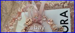 Pandora Bracelet Rose Gold with Knot Clasp & Rose Gold Charms 19 cm &Pandora Box Pandora Bracelet Rose Gold with Knot Clasp & Rose Gold Charms 19 cm &Pandora Box