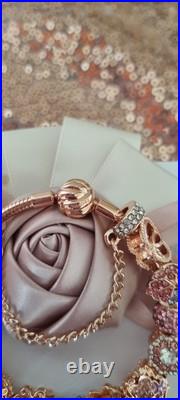 Pandora Bracelet Rose Gold with Knot Clasp & Rose Gold Charms 19 cm &Pandora Box Pandora Bracelet Rose Gold with Knot Clasp & Rose Gold Charms 19 cm &Pandora Box