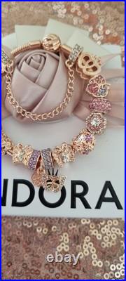 Pandora Bracelet Rose Gold with Knot Clasp & Rose Gold Charms 19 cm &Pandora Box Pandora Bracelet Rose Gold with Knot Clasp & Rose Gold Charms 19 cm &Pandora Box