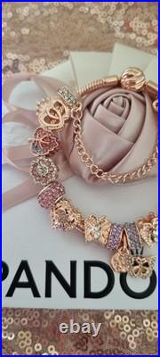Pandora Bracelet Rose Gold with Knot Clasp & Rose Gold Charms 19 cm &Pandora Box Pandora Bracelet Rose Gold with Knot Clasp & Rose Gold Charms 19 cm &Pandora Box