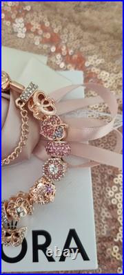 Pandora Bracelet Rose Gold with Knot Clasp & Rose Gold Charms 19 cm &Pandora Box Pandora Bracelet Rose Gold with Knot Clasp & Rose Gold Charms 19 cm &Pandora Box