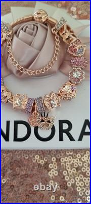 Pandora Bracelet Rose Gold with Knot Clasp & Rose Gold Charms 19 cm &Pandora Box Pandora Bracelet Rose Gold with Knot Clasp & Rose Gold Charms 19 cm &Pandora Box