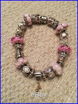 Pandora Bracelet, (Silver Charms and Silver & 9ct Gold Charms)