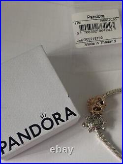 Pandora Bracelet Size 15 (xxs) With 4 Charms, Limited Edition Rose Gold Moments