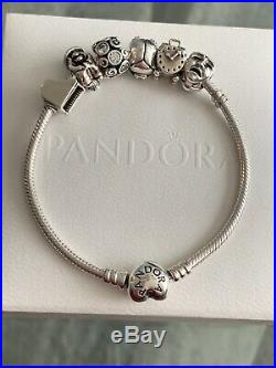Pandora Bracelet With 6 Charms All Original Sz 8