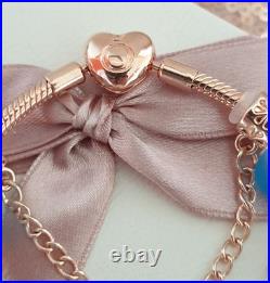 Pandora Bracelet in Rose gold & Rose Gold Charms with Pandora Box. 19 cms long Pandora Bracelet in Rose gold & Rose Gold Charms with Pandora Box. 19 cms long