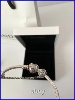 Pandora Charm Bracelet & Charms NEW Silver purple pink 19cm boxed receipt £675