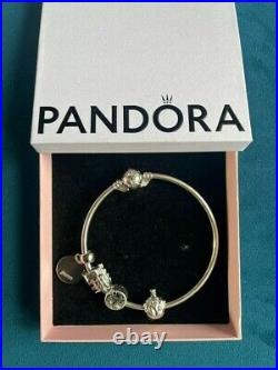 Pandora Harry Potter charm bracelet, silver with snitch catch, and 4 charms