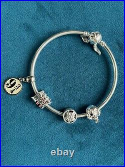 Pandora Harry Potter charm bracelet, silver with snitch catch, and 4 charms