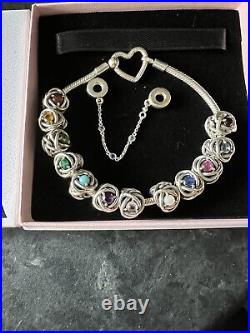 Pandora Moments Heart Closure Snake Chain Bracelet With Charms