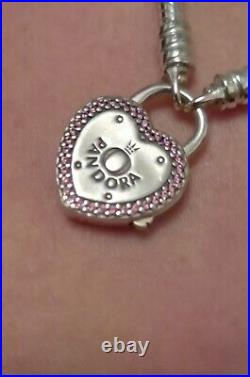 Pandora Moments LOCK YOUR PROMISE Bracelet Padlock Heart Silver RETIRED New