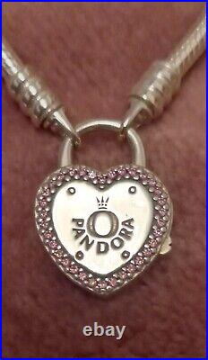 Pandora Moments LOCK YOUR PROMISE Bracelet Padlock Heart Silver RETIRED New