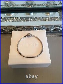 Pandora Pave Barrel Clasp Bracelet With 5 x Charms 18cm 925 ALE Comes In Box