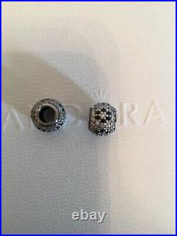 Pandora Pave Barrel Clasp Bracelet With 5 x Charms 18cm 925 ALE Comes In Box