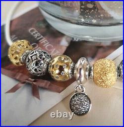 Pandora Rare Essence Bracelet 18cm+7 Gold & Silver Charms 596000 S925 Ale. New