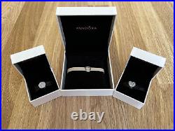 Pandora Reflexions Sterling Silver Mesh Bracelet & 3 Charms? Paid £170