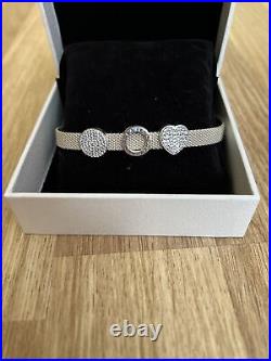 Pandora Reflexions Sterling Silver Mesh Bracelet & 3 Charms? Paid £170