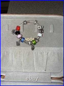 Pandora S925 Sterling Silver Bracelet 18cm with 15 Charms Pandora S925 Sterling Silver Bracelet 18cm with 15 Charms