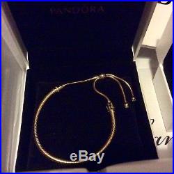 Pandora Shine Sliding Bracelet with 6x Charms 18ct Gold Plated Silver in Box bag