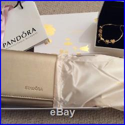 Pandora Shine Sliding Bracelet with Charms 18ct Gold Plated Silver in Box bag