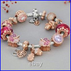 Pandora Silver Bracelet Leaf + Rose Gold Charms S925 ALE 20 cm+ Pandora Box