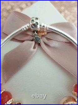 Pandora Silver Bracelet Leaf + Rose Gold Charms S925 ALE 20 cm+ Pandora Box