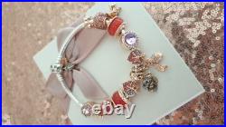 Pandora Silver Bracelet Leaf + Rose Gold Charms S925 ALE 20 cm+ Pandora Box