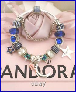 Pandora Silver Bracelet Stars & Moon With Charms S925 ALE 20 cm+Pandora Box