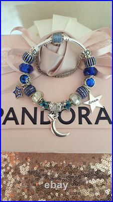 Pandora Silver Bracelet Stars & Moon With Charms S925 ALE 20 cm+Pandora Box